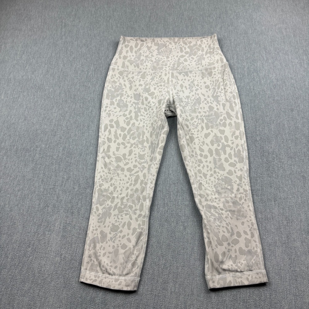 Lululemon Leggings Women 8 White Cheetah Camo Align High-Rise Crop 21" Gym Yoga